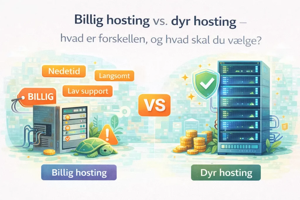 Billig hosting vs. dyr hosting – hvad er forskellen, og hvad skal du vælge?